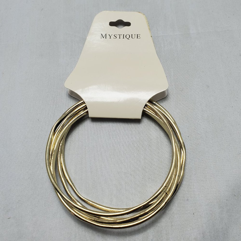 Mystique 5pc gold with black bangle bracelet set